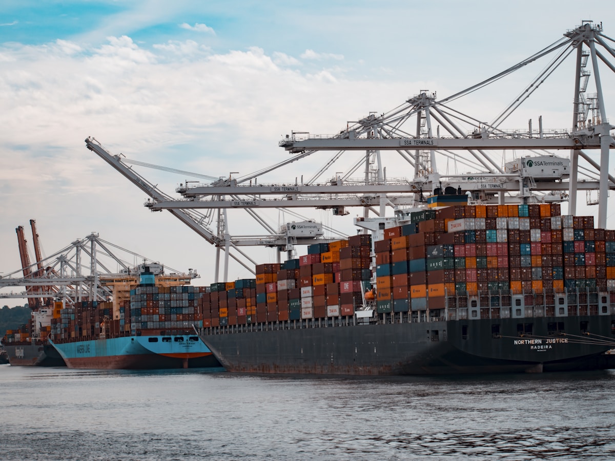 Container ship and port logistics